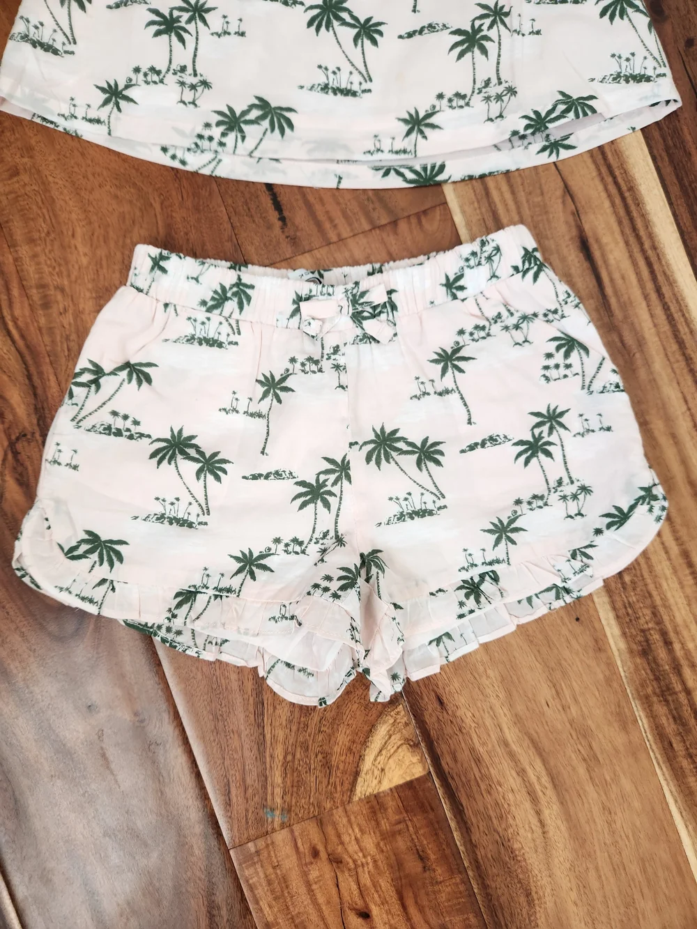 Janie and Jack NWOT Pink Tank & Palm-Print Green Shorts Set. 2T